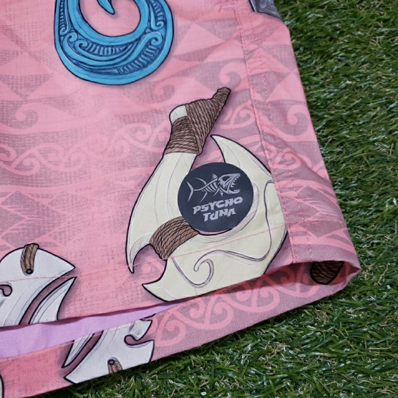 Psycho Tuna Swim Trunks Men’s Sz M Hawaiian Tribal Retro Board Shorts 4829 - Picture 4 of 9